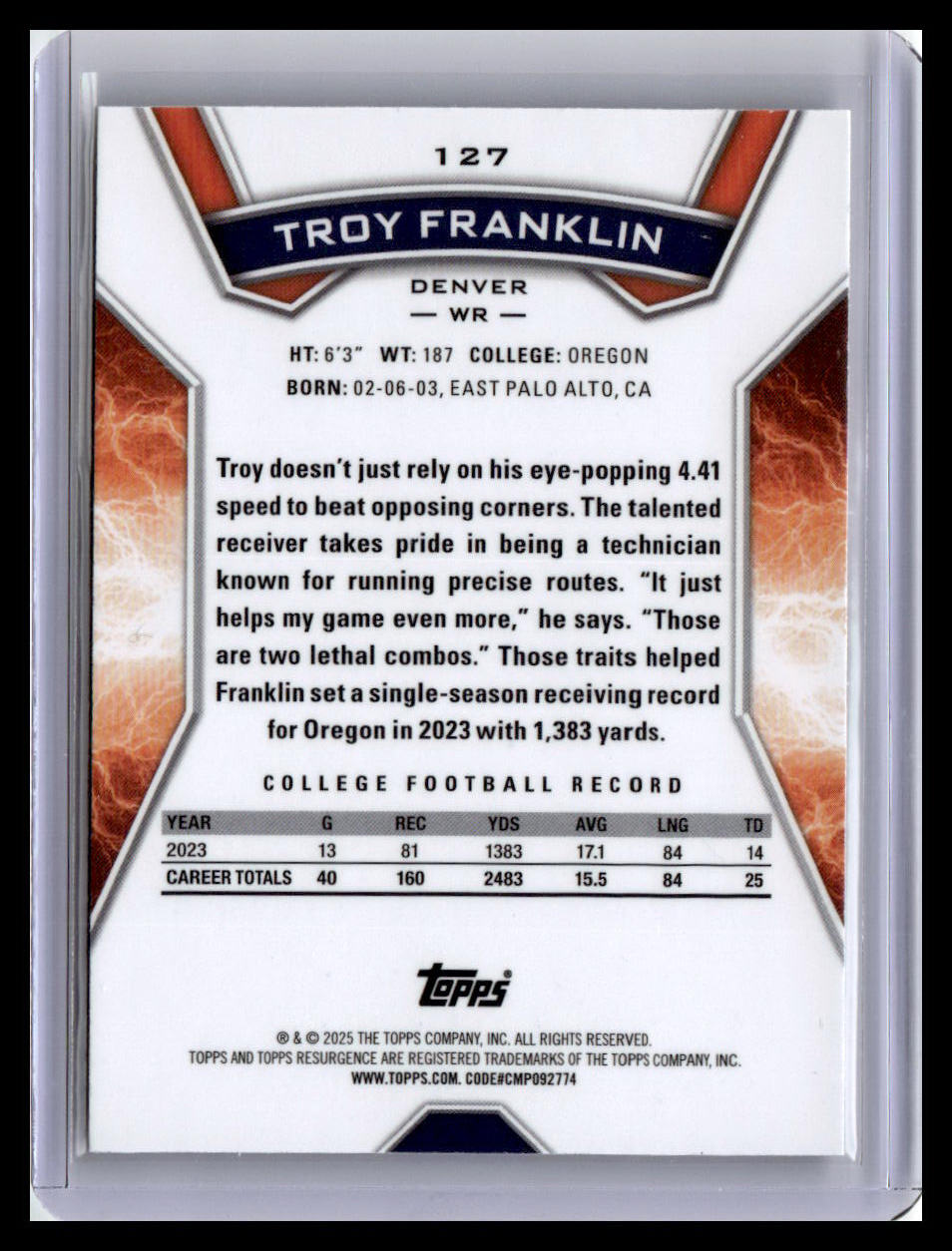 2024 Topps Resurgence #127 Troy Franklin