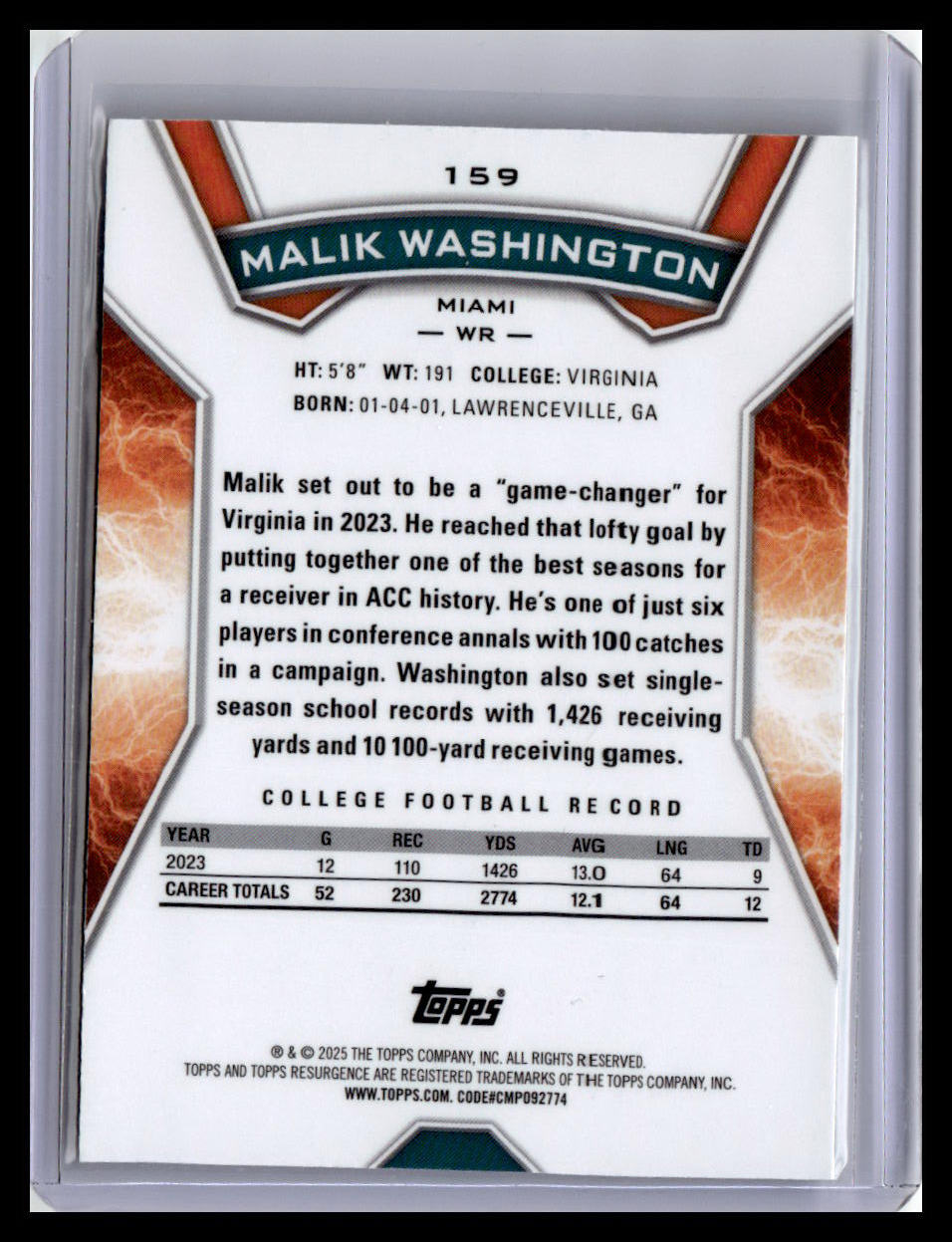 2024 Topps Resurgence #159 Malik Washington