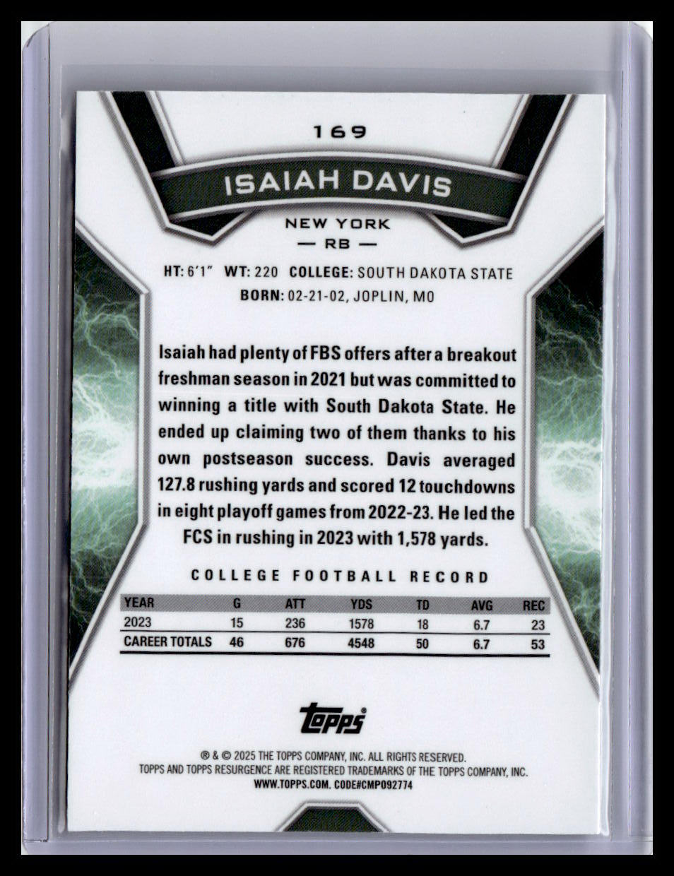 2024 Topps Resurgence #169 Isaiah Davis