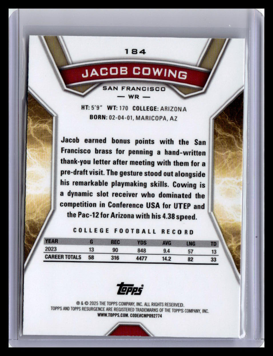 2024 Topps Resurgence #184 Jacob Cowing