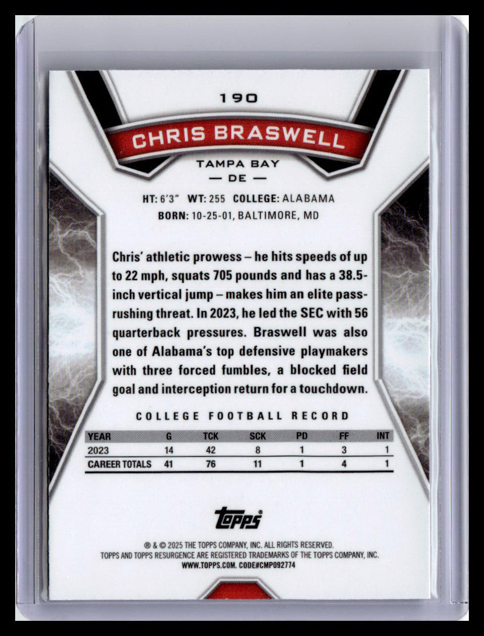 2024 Topps Resurgence #190 Chris Braswell