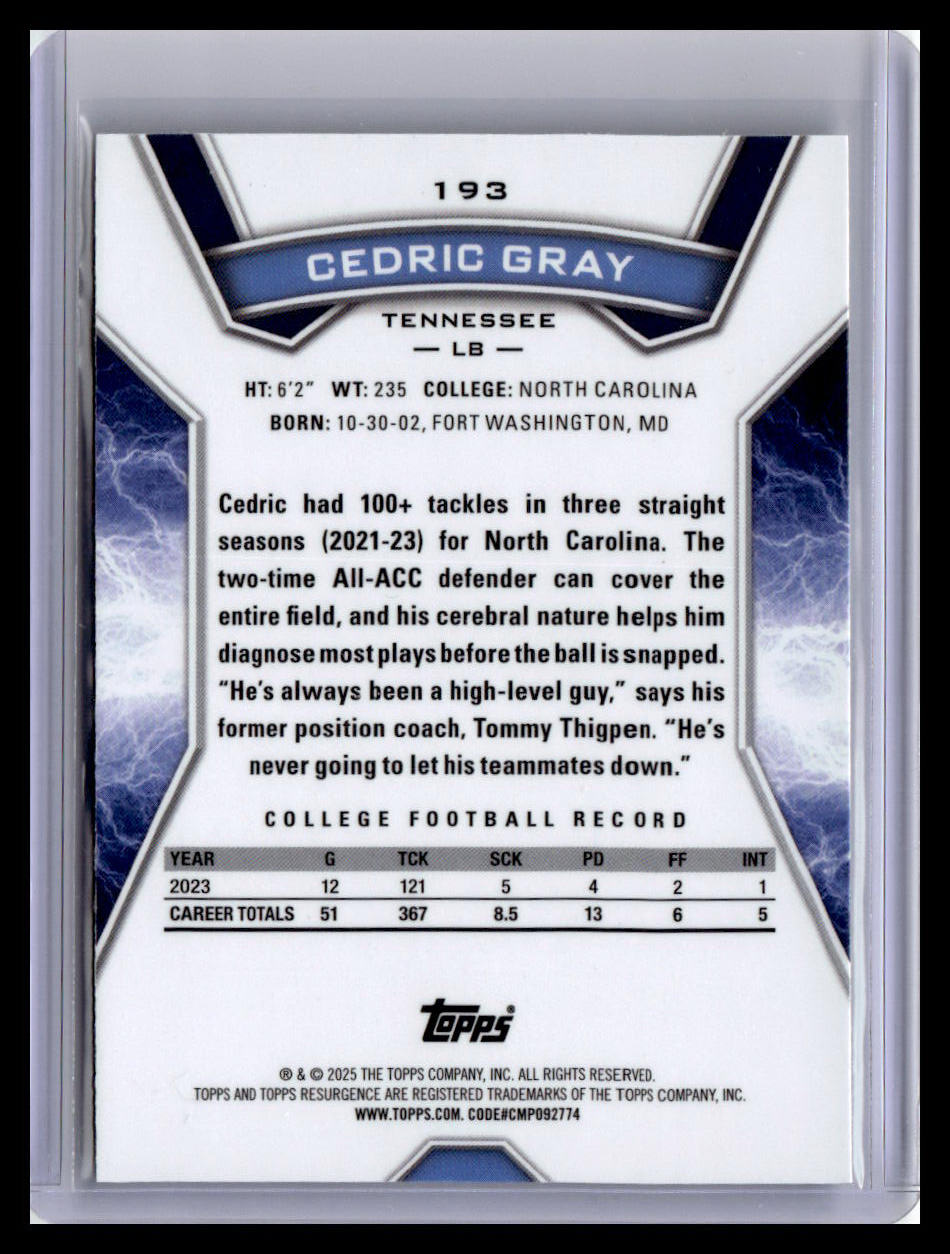2024 Topps Resurgence #193 Cedric Gray