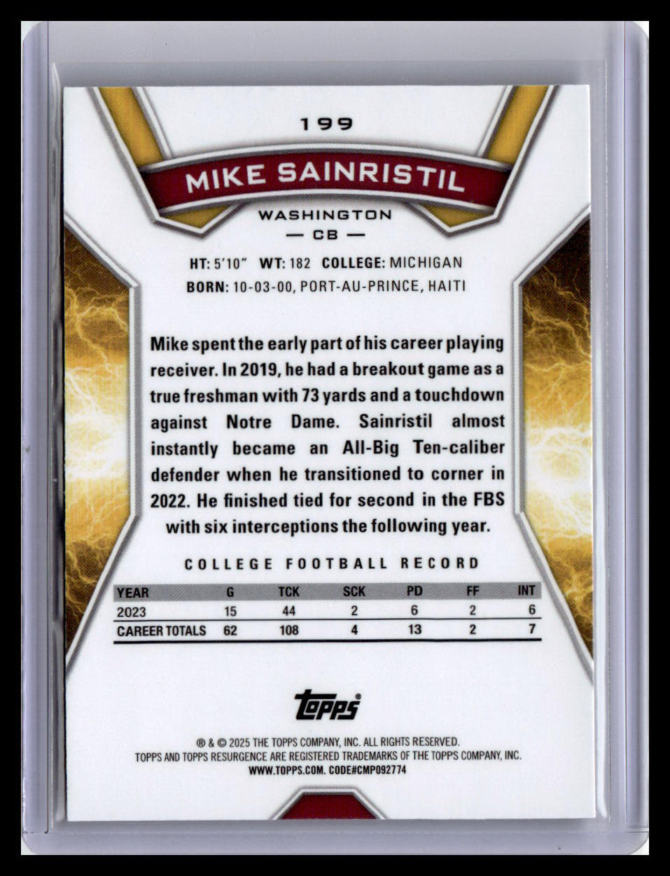 2024 Topps Resurgence #199 Mike Sainristil