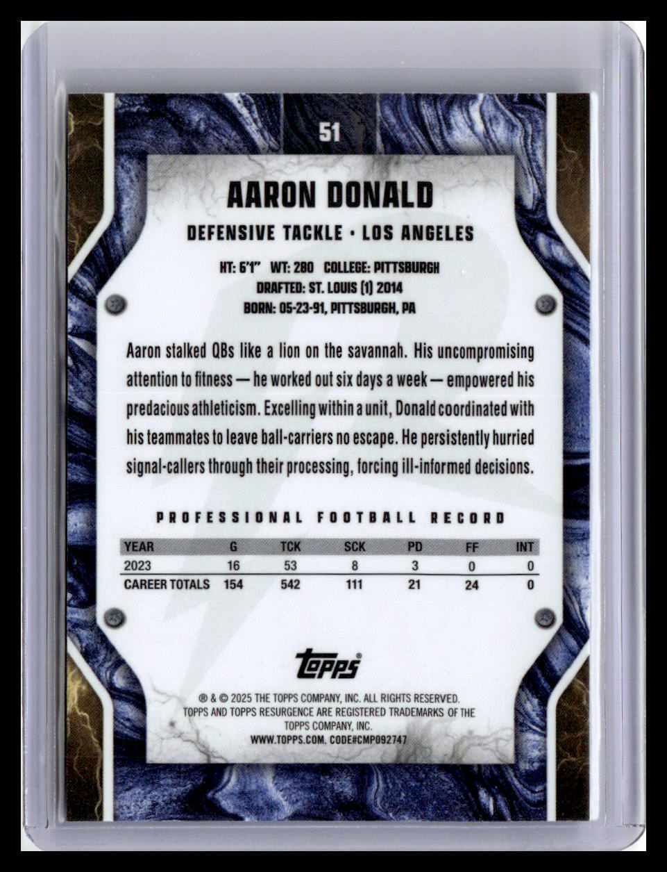 2024 Topps Resurgence #51 Aaron Donald Sky Blue & Pink Shock