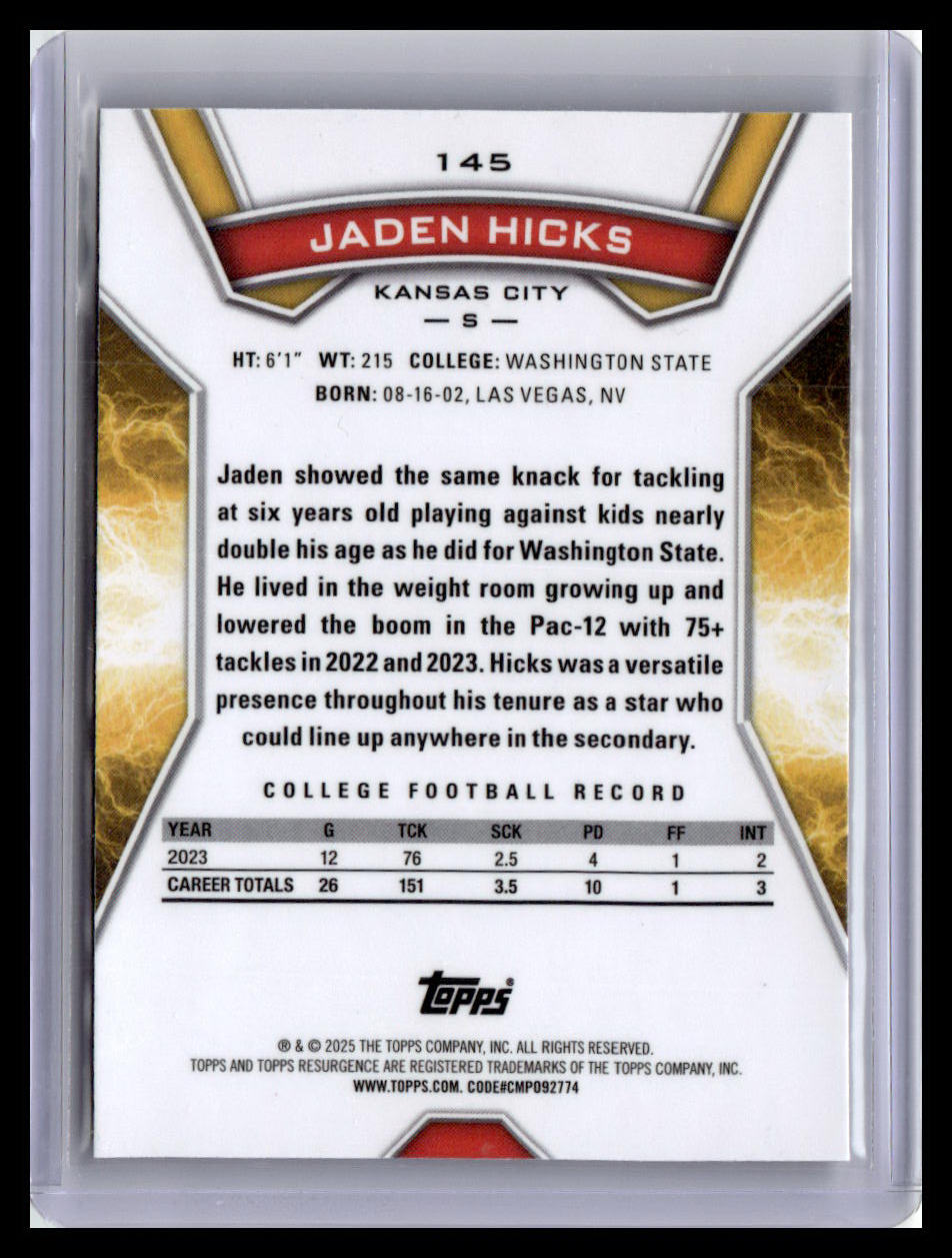 2024 Topps Resurgence #145 Jaden Hicks Sky Blue & Pink Shock