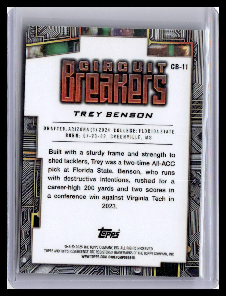 2024 Topps Resurgence #CB-11 Trey Benson Circuit Breakers
