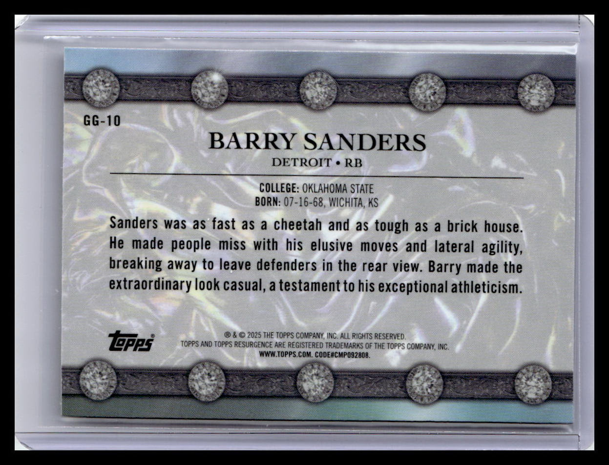2024 Topps Resurgence #GG-10 Barry Sanders Glimmer and Gleam