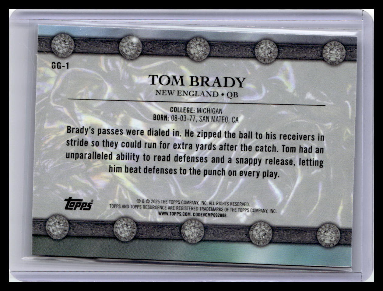2024 Topps Resurgence #GG-1 Tom Brady Glimmer and Gleam