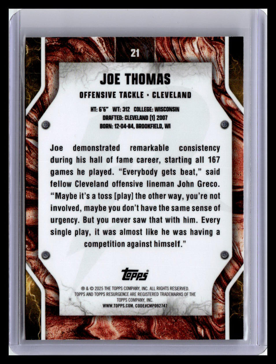 2024 Topps Resurgence #21 Joe Thomas