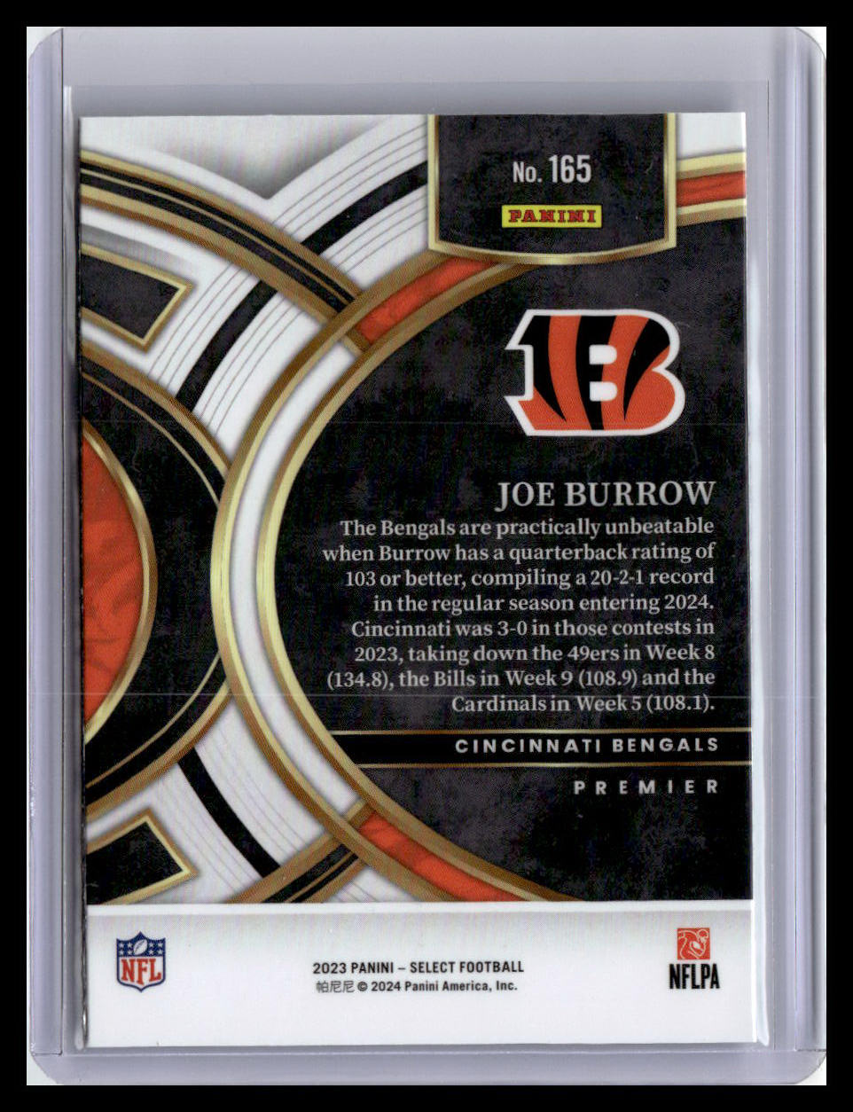 2023 Panini Select #165 Joe Burrow