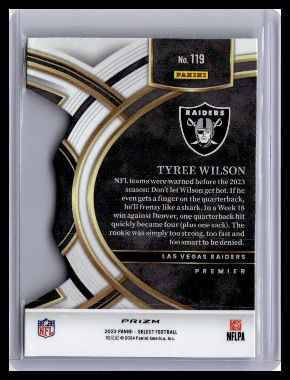 2023 Panini Select #119 Tyree Wilson Black and Red Prizms Die Cuts