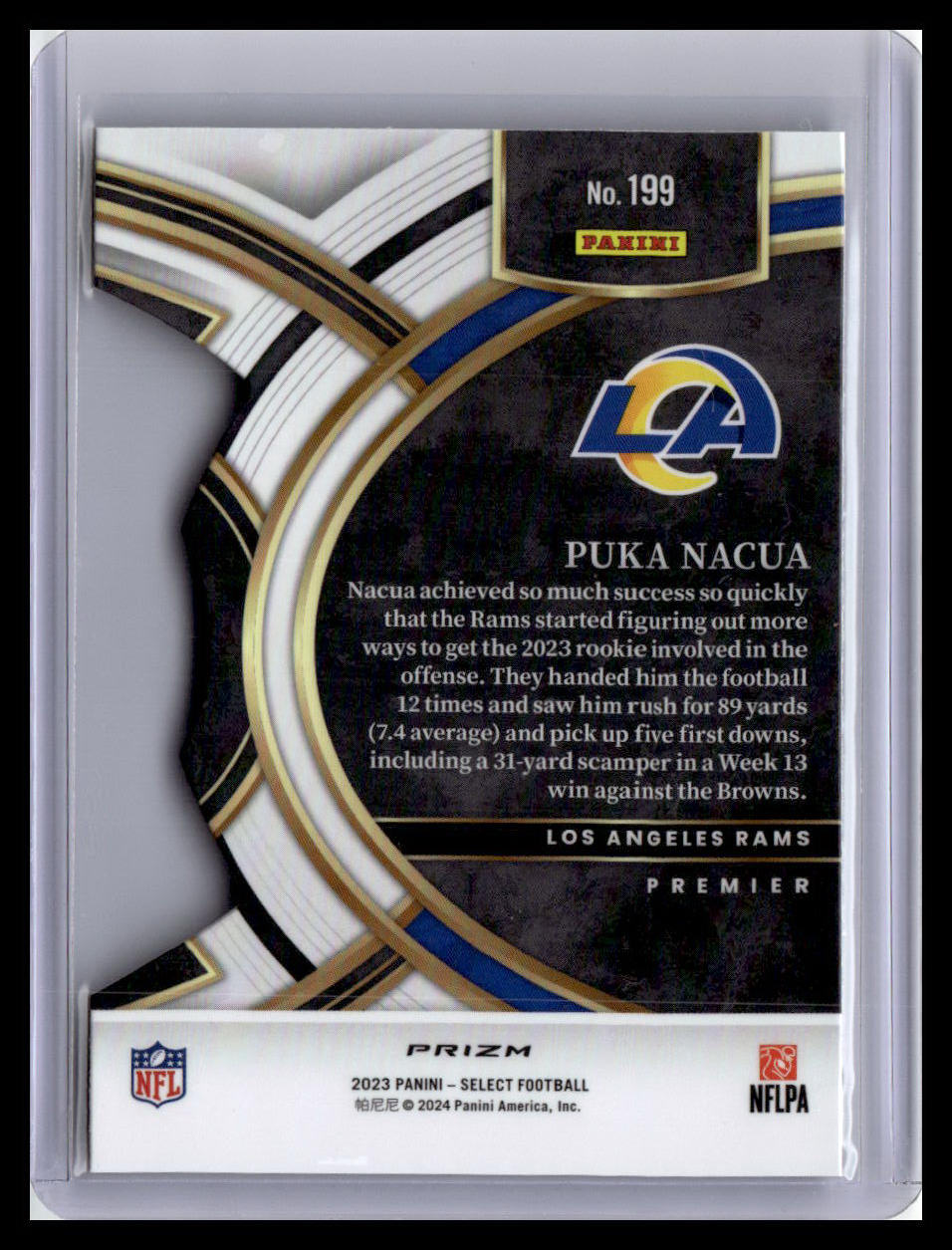 2023 Panini Select #199 Puka Nacua Black and Red Prizms Die Cuts