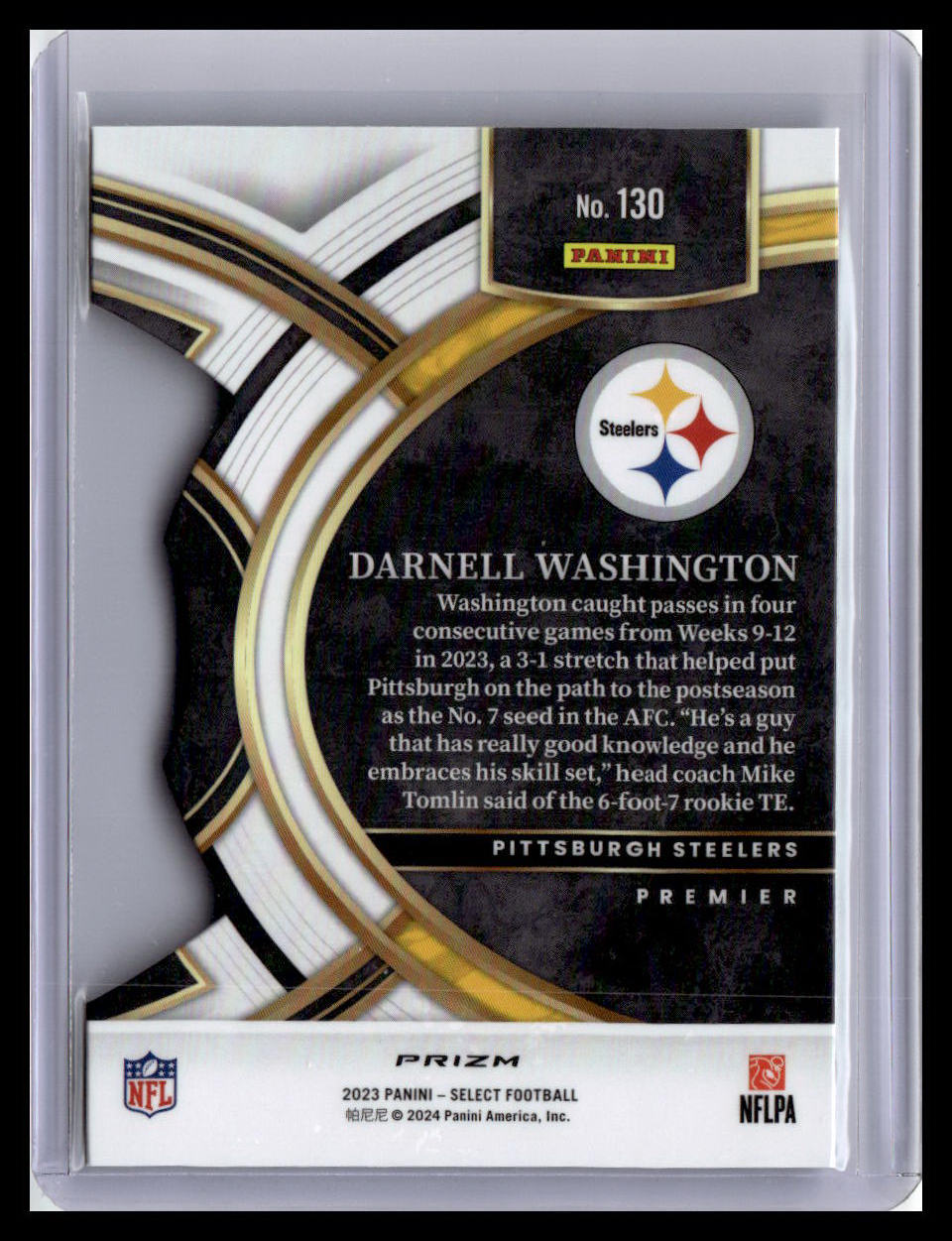 2023 Panini Select #130 Darnell Washington Silver Prizms Die Cuts