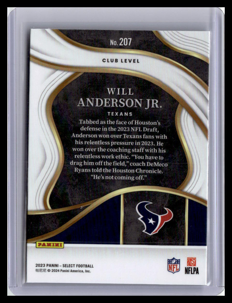 2023 Panini Select #207 Will Anderson Jr.