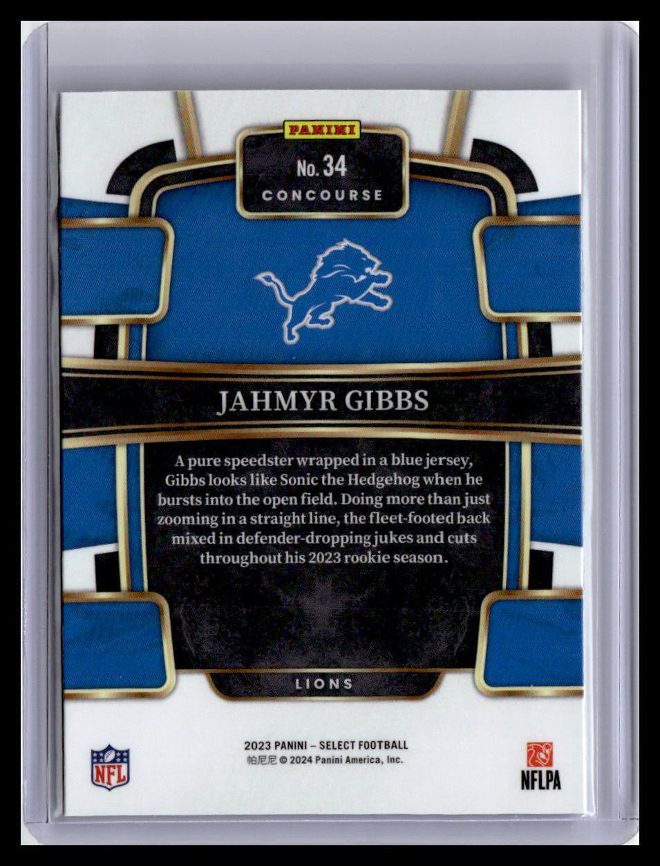 2023 Panini Select #34 Jahmyr Gibbs