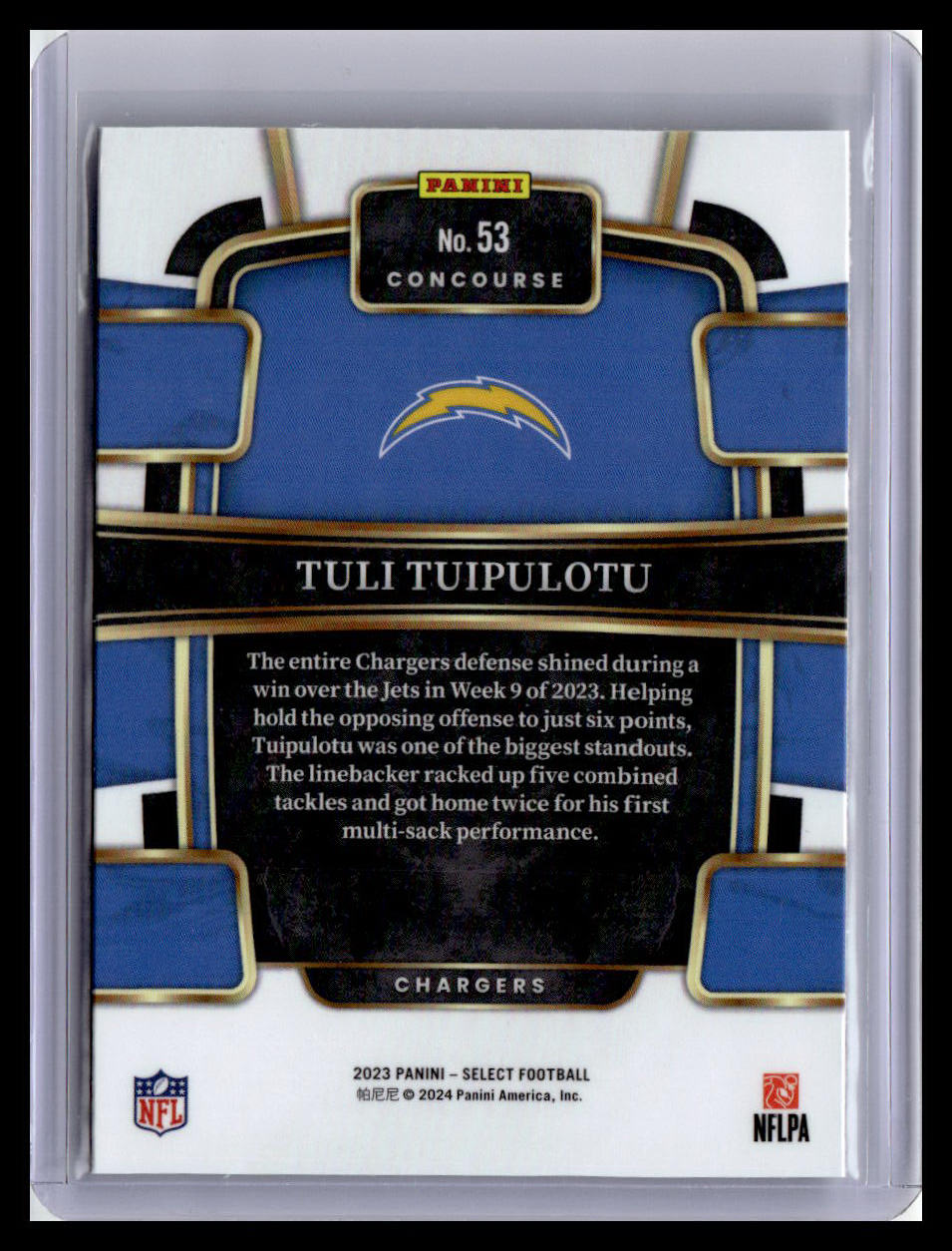 2023 Panini Select #53 Tuli Tuipulotu