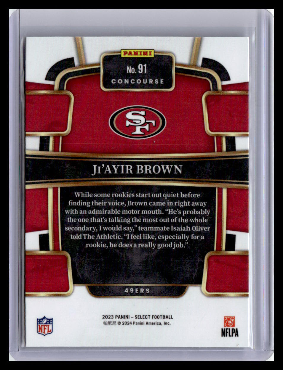 2023 Panini Select #91 Ji'Ayir Brown