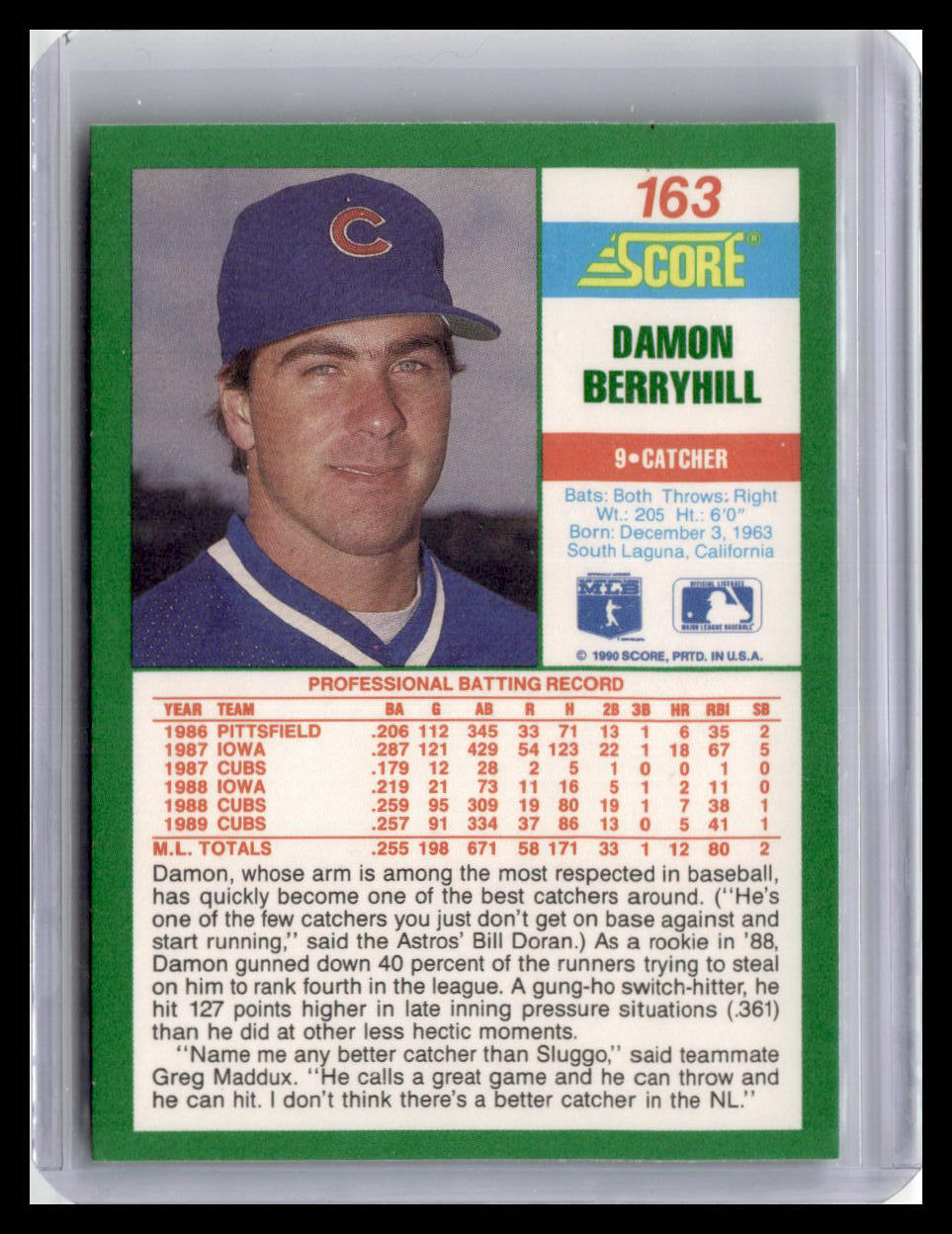 1990 Score #163 Damon Berryhill