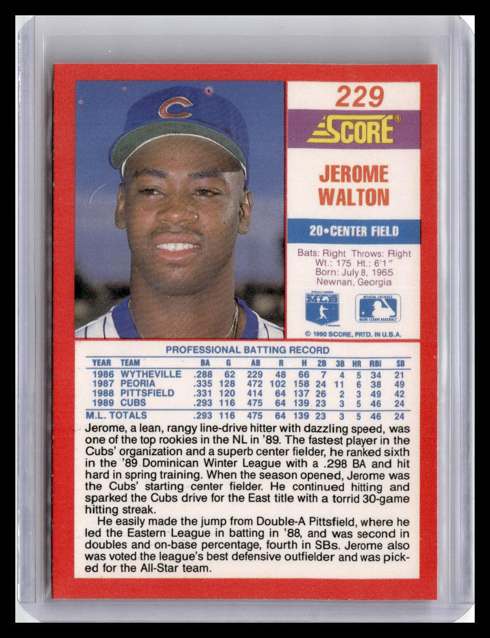 1990 Score #229 Jerome Walton