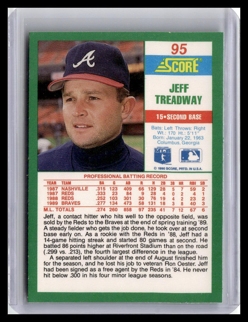 1990 Score #95 Jeff Treadway