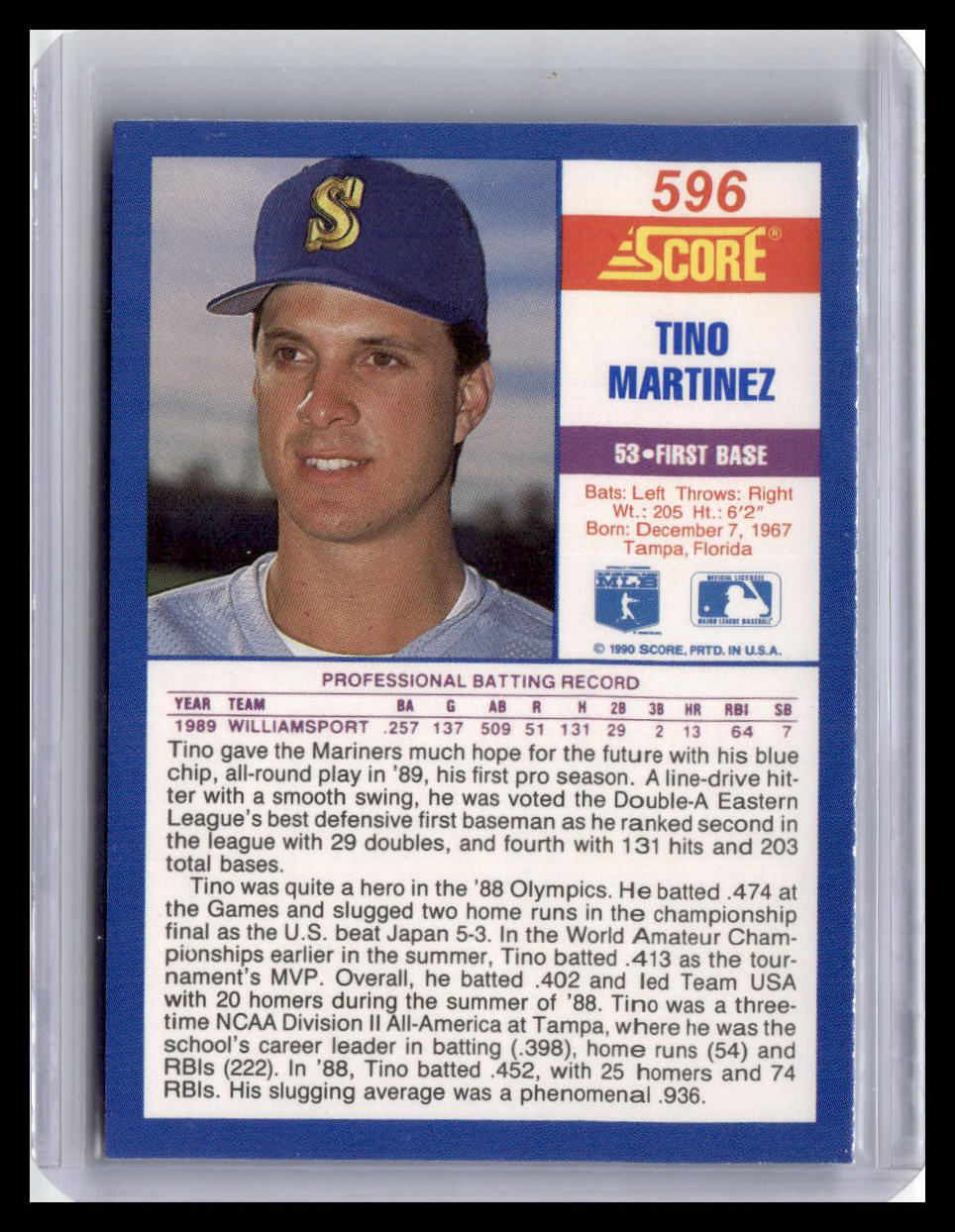 1990 Score #596 Tino Martinez