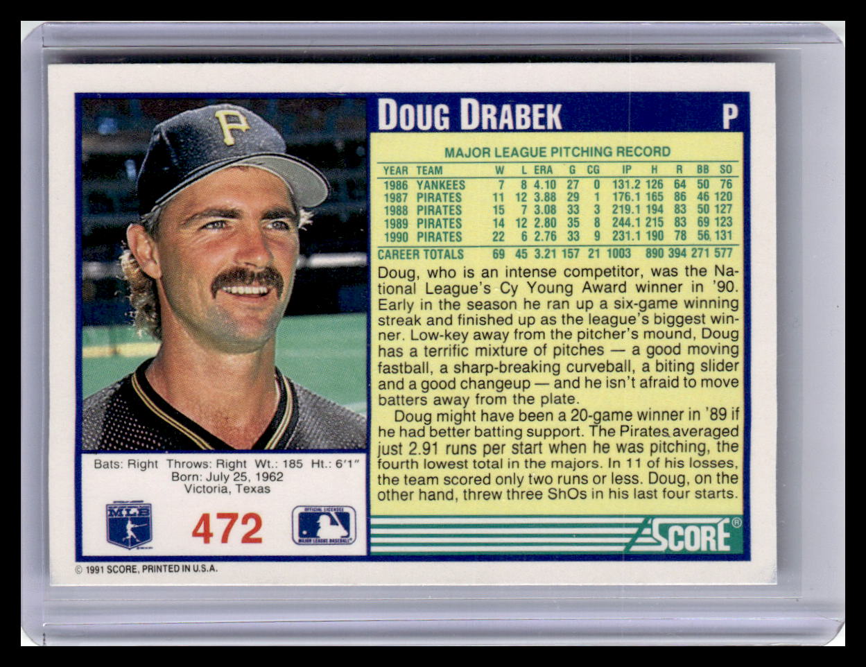 1991 Score #472 Doug Drabek