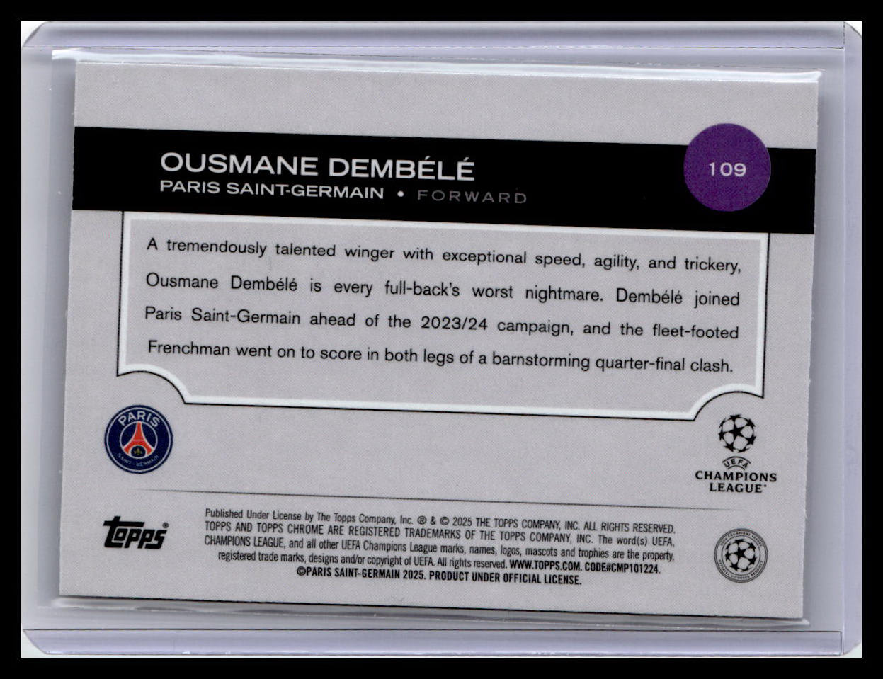 2024-25 Topps Chrome UEFA Club Competitions #109 Ousmane Dembélé
