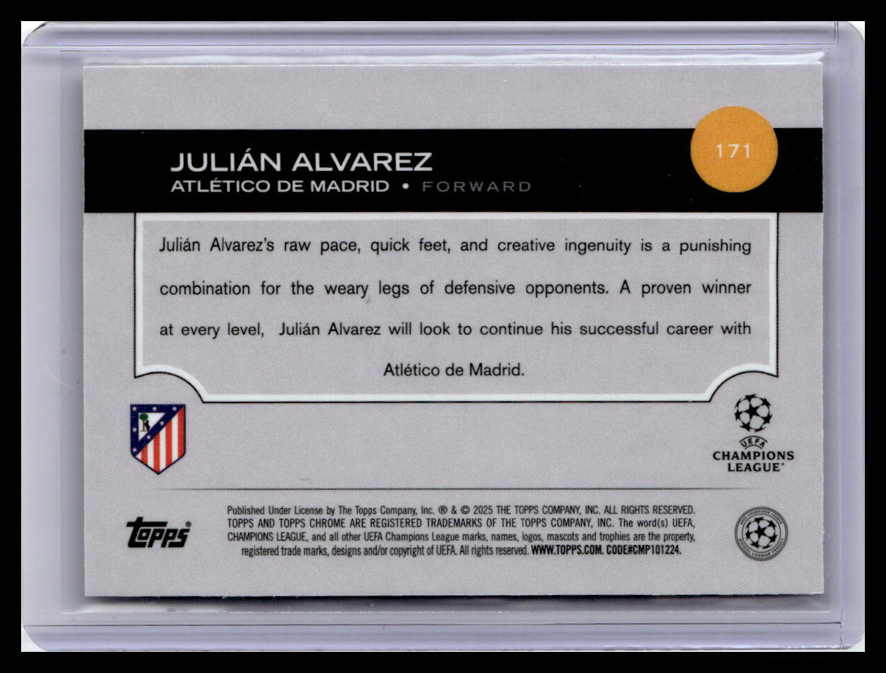 2024-25 Topps Chrome UEFA Club Competitions #171 Julián Alvarez