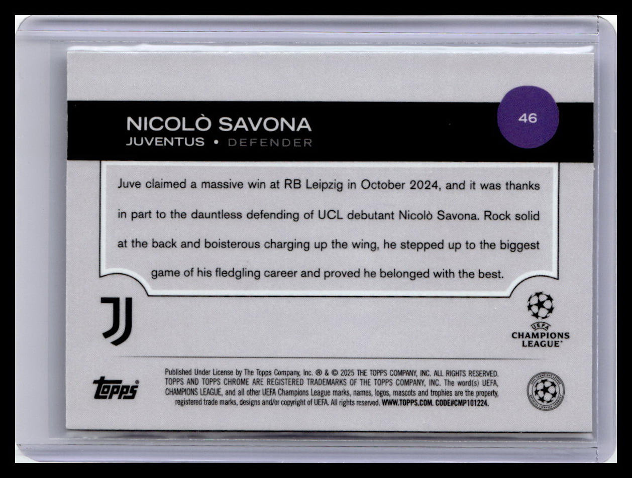 2024-25 Topps Chrome UEFA Club Competitions #46 Nicolò Savona