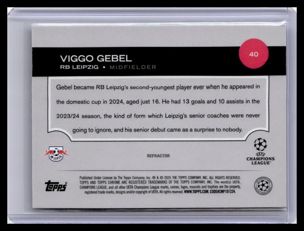 2024-25 Topps Chrome UEFA Club Competitions #40 Viggo Gebel