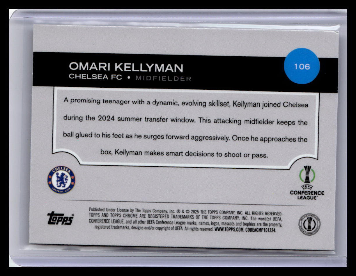 2024-25 Topps Chrome UEFA Club Competitions #106 Omari Kellyman Pulsar Refractor