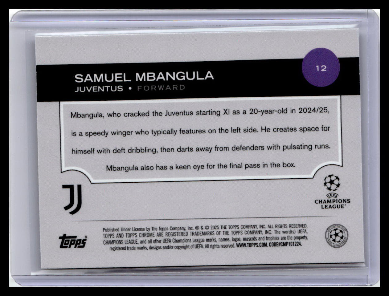 2024-25 Topps Chrome UEFA Club Competitions #12 Samuel Mbangula Wave Refractor