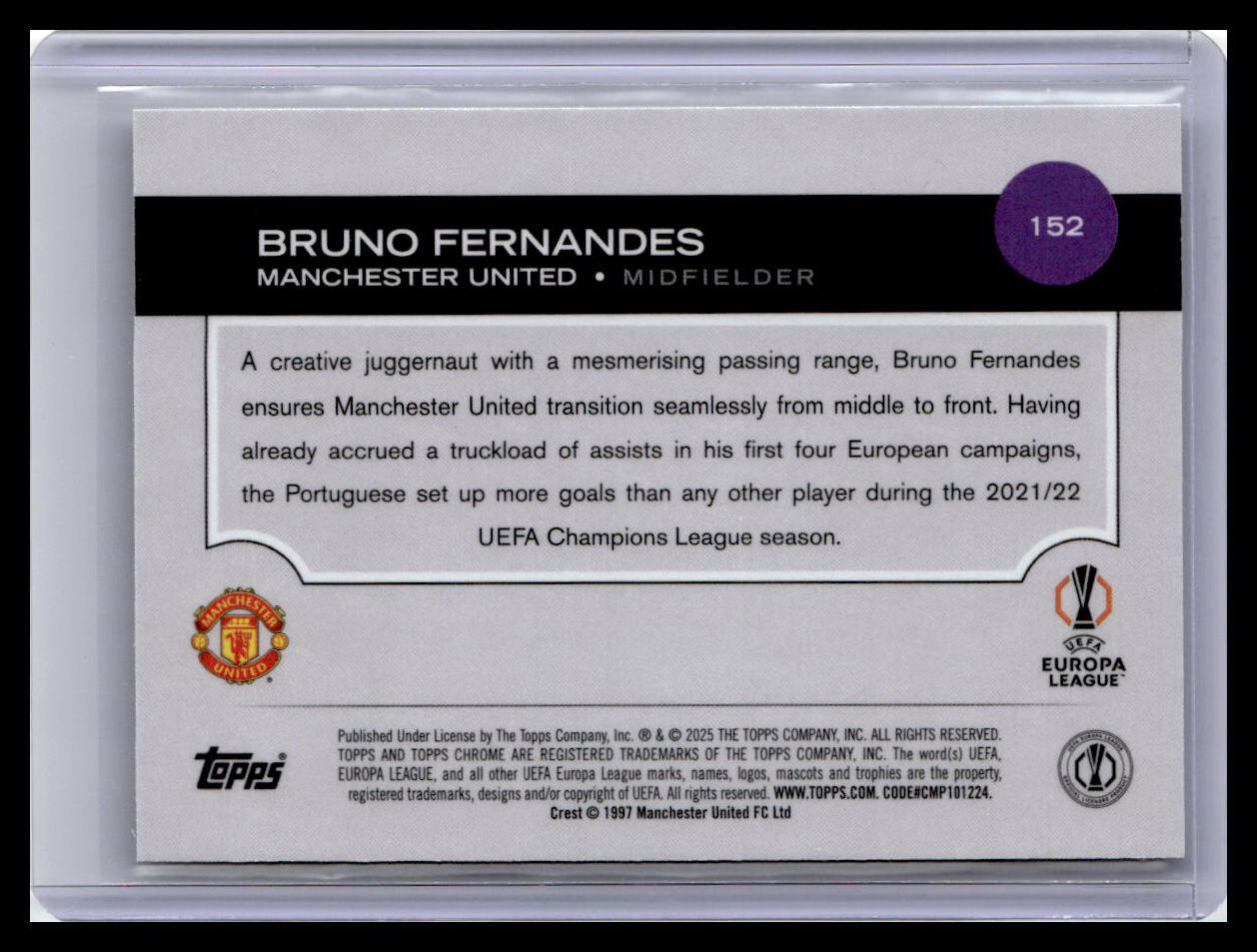 2024-25 Topps Chrome UEFA Club Competitions #152 Bruno Fernandes