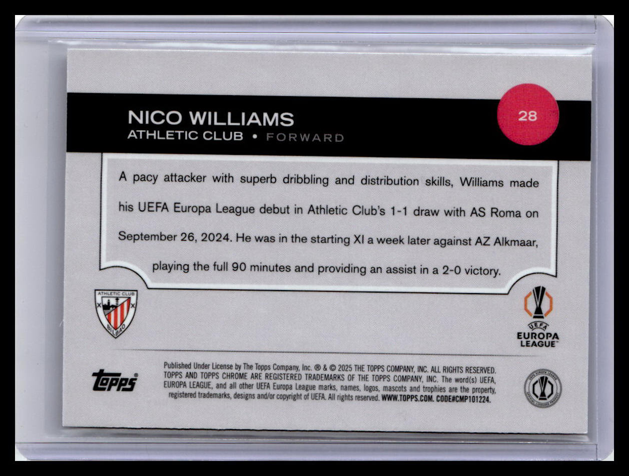2024-25 Topps Chrome UEFA Club Competitions #28 Nico Williams