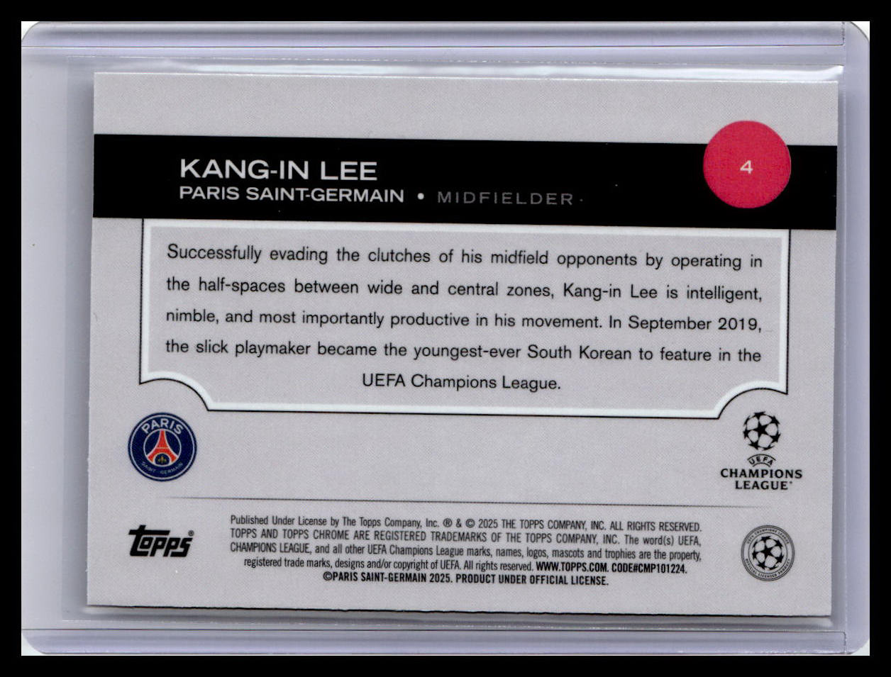 2024-25 Topps Chrome UEFA Club Competitions #4 Kang-in Lee