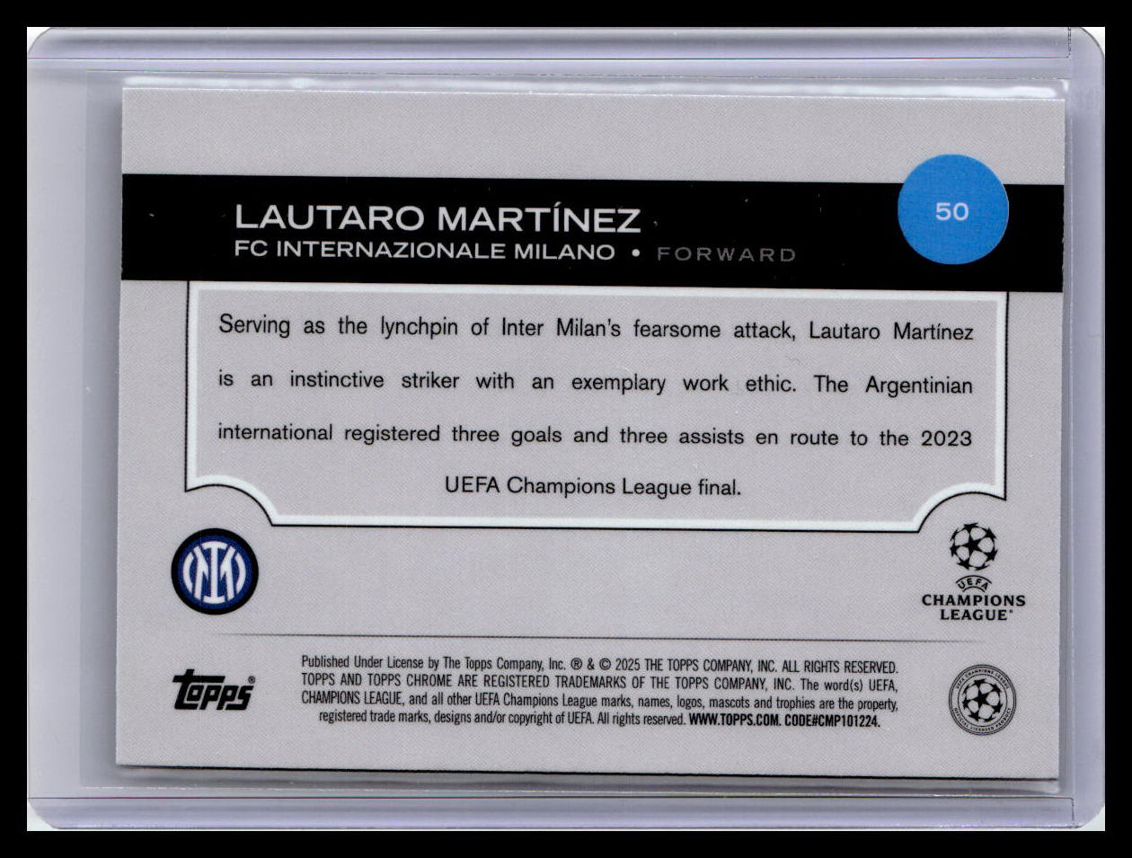 2024-25 Topps Chrome UEFA Club Competitions #50 Lautaro Martínez