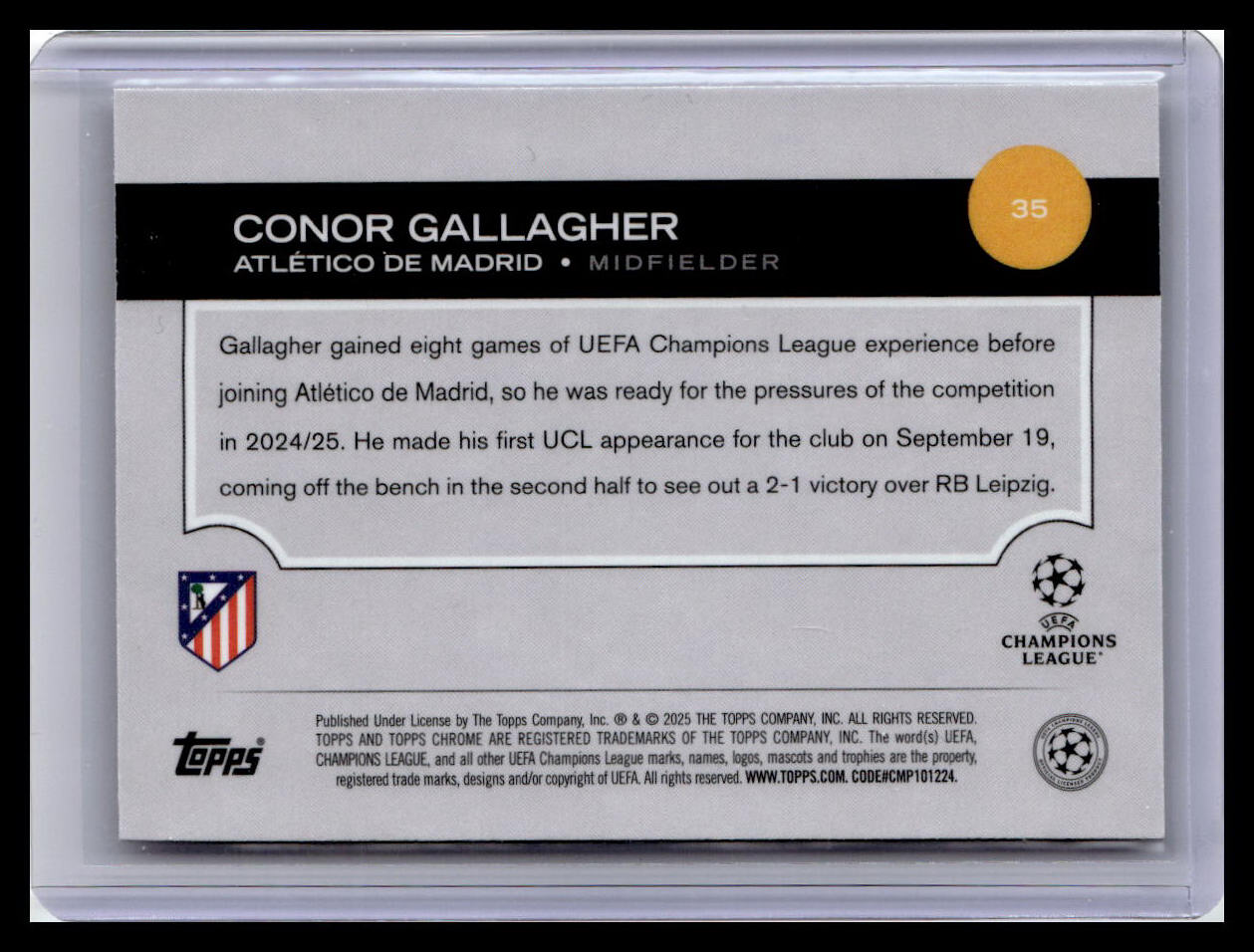 2024-25 Topps Chrome UEFA Club Competitions #35 Conor Gallagher Wave Refractor