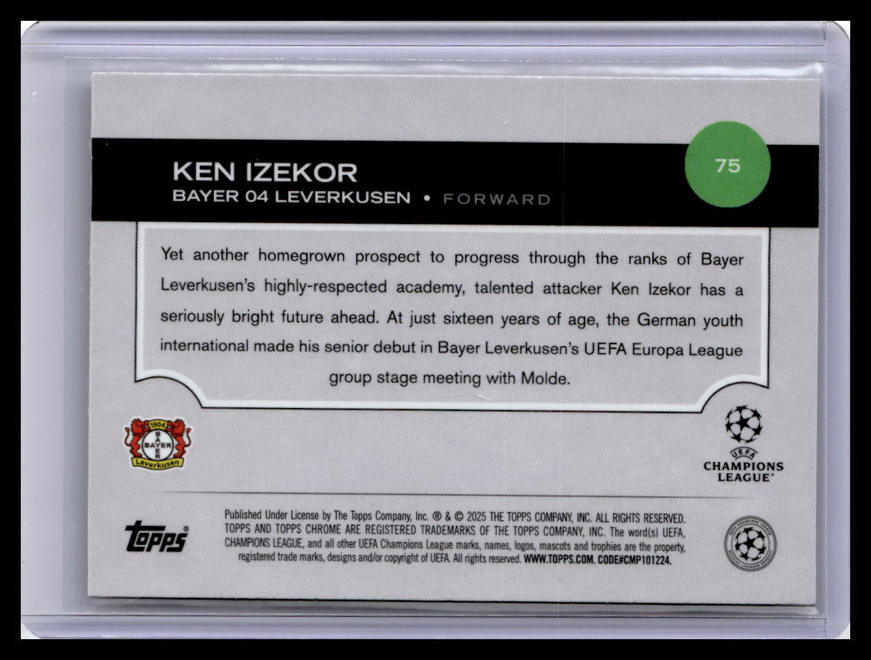 2024-25 Topps Chrome UEFA Club Competitions #75 Ken Izekor Wave Refractor