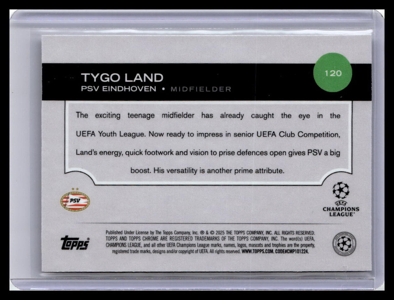 2024-25 Topps Chrome UEFA Club Competitions #120 Tygo Land