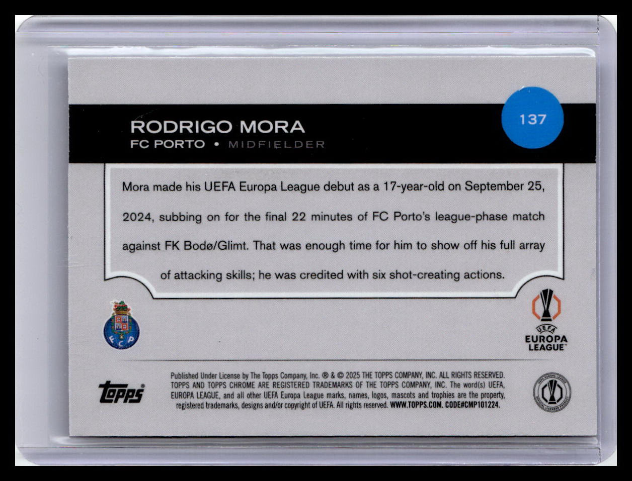 2024-25 Topps Chrome UEFA #137 Rodrigo Mora Blue Prism /150