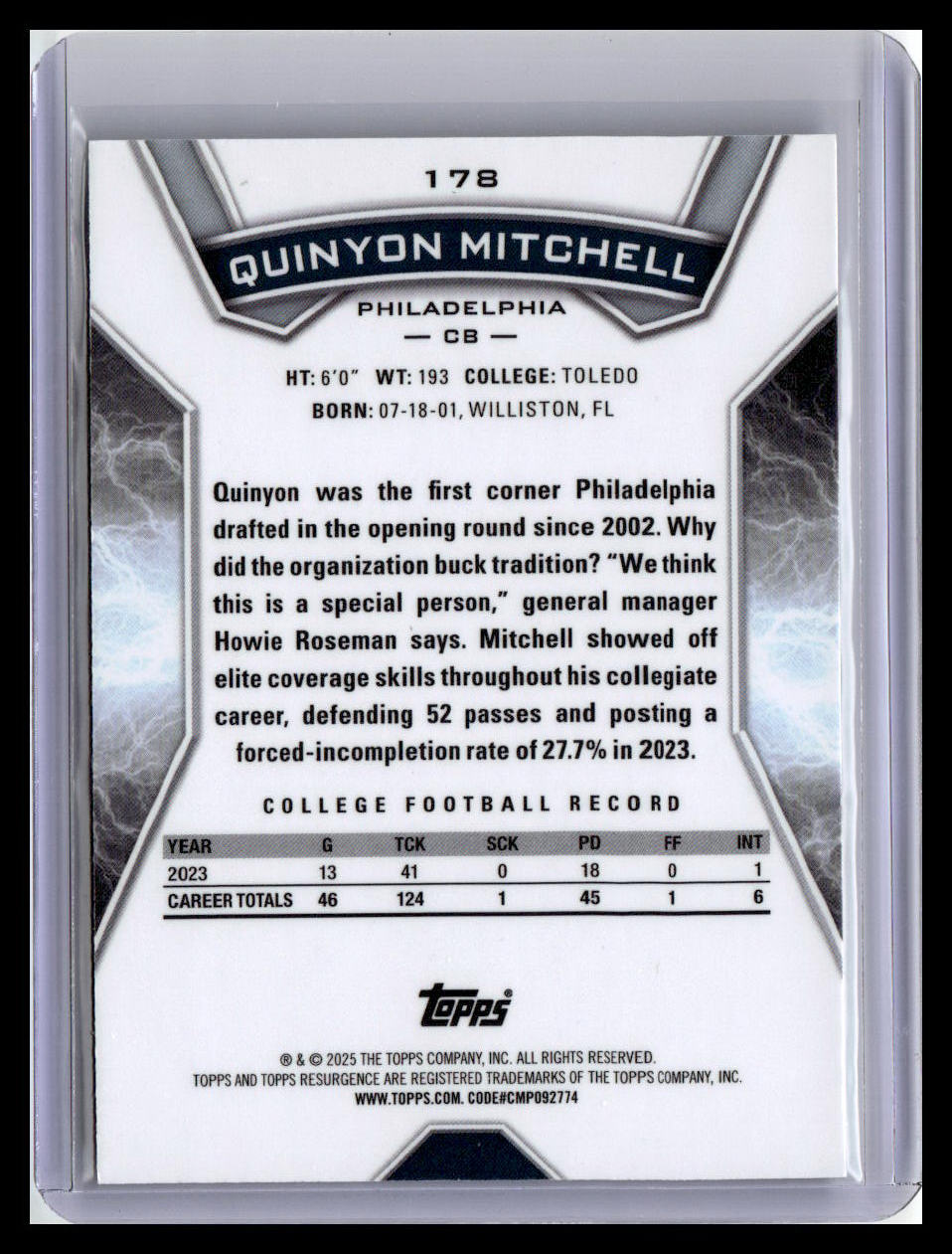 2024 Topps Resurgence #178 Quinyon Mitchell Sky Blue & Pink Shock