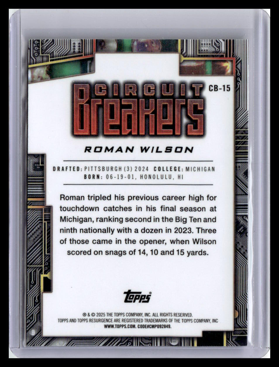 2024 Topps Resurgence #CB-15 Roman Wilson Circuit Breakers