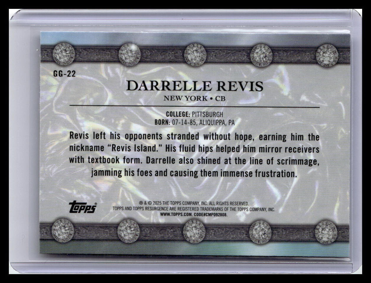 2024 Topps Resurgence #GG-22 Darrelle Revis Glimmer and Gleam
