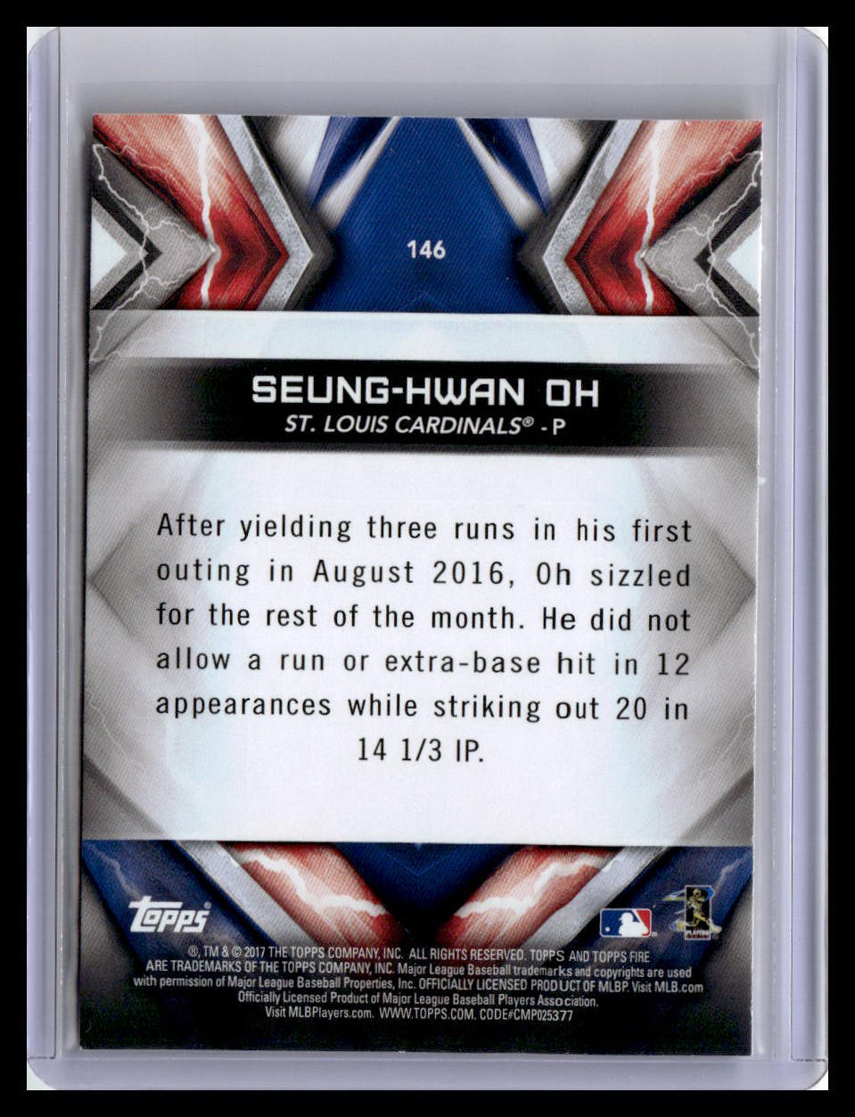2017 Topps Fire #146 Seung-Hwan Oh