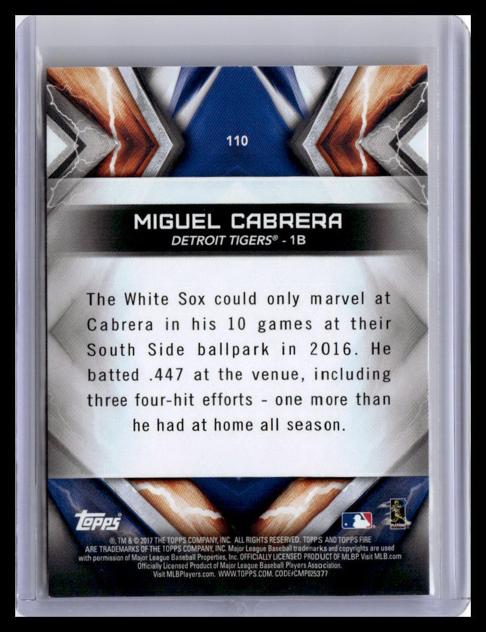 2017 Topps Fire #110 Miguel Cabrera
