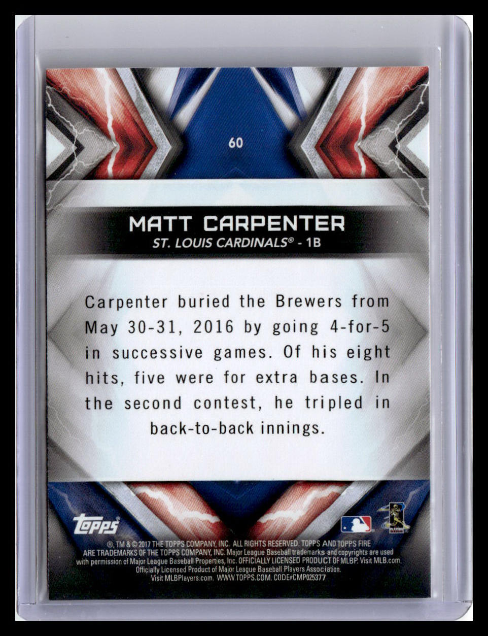 2017 Topps Fire #60 Matt Carpenter