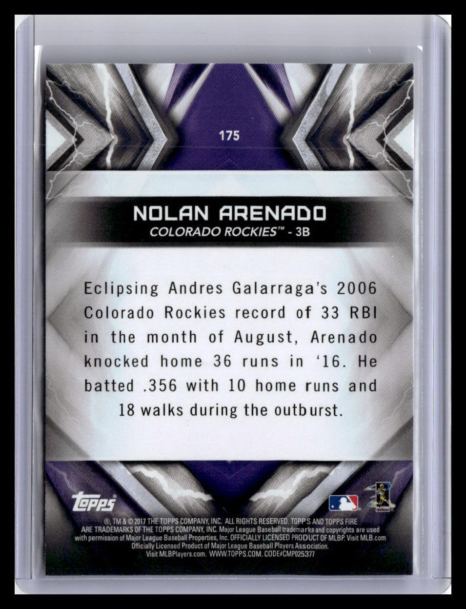 2017 Topps Fire #175 Nolan Arenado