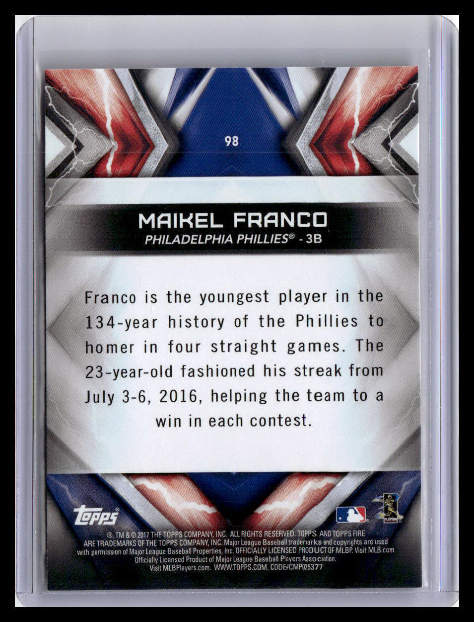 2017 Topps Fire #98 Maikel Franco