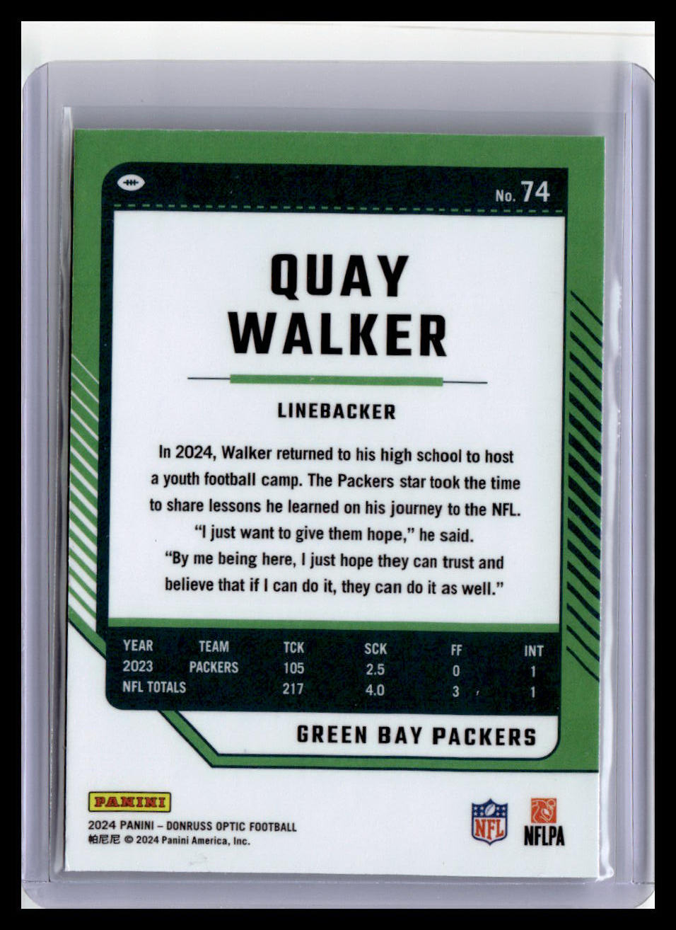 2024 Donruss Optic #74 Quay Walker