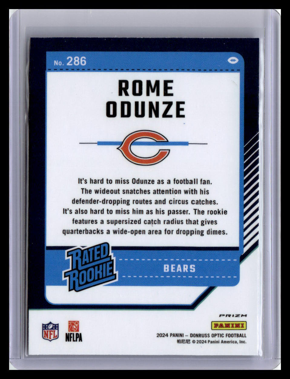 2024 Donruss Optic #286 Rome Odunze Blue Hyper